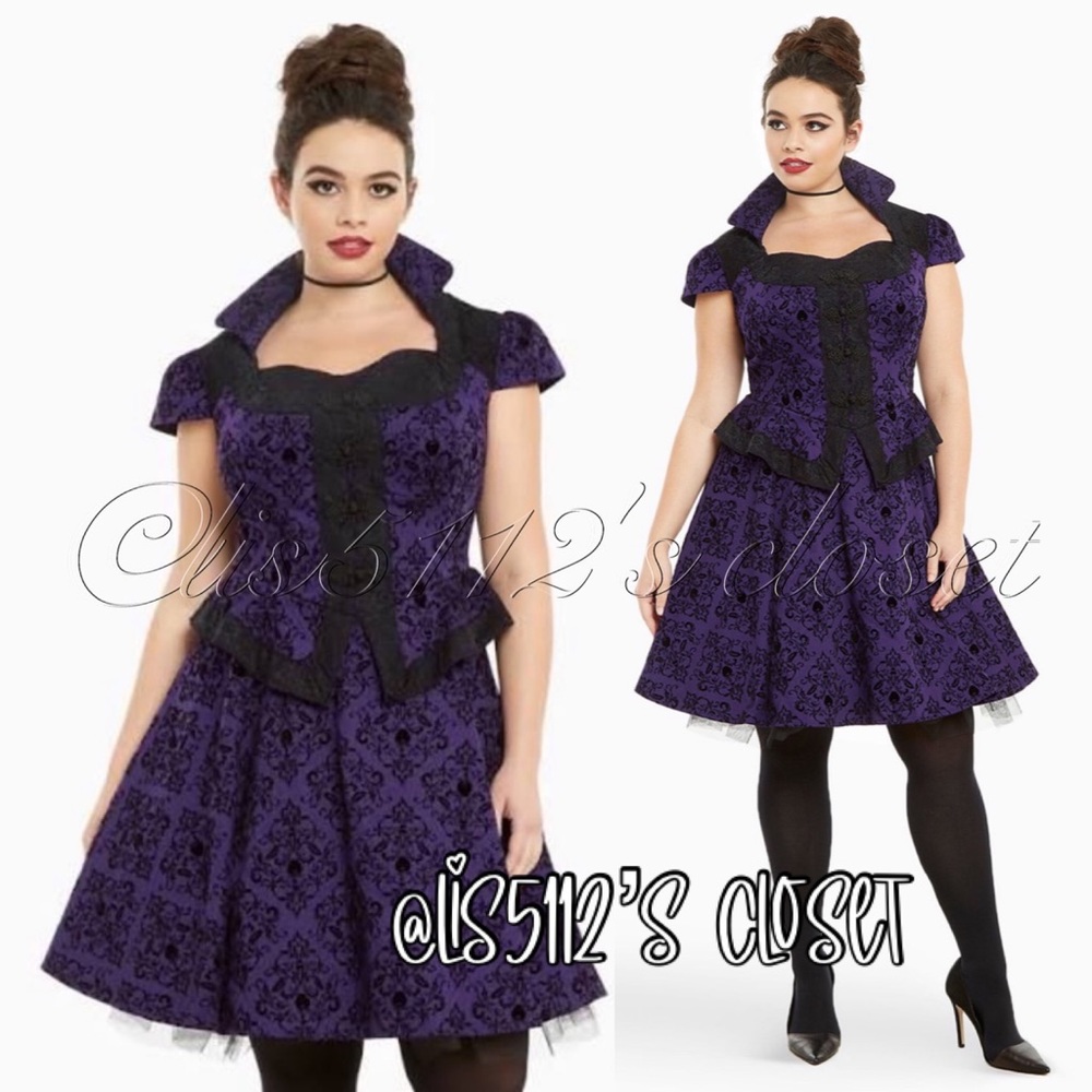 Hot Topic x Disney Once Upon A Time Regina Evil Queen Purple Damask Dress 22 3X - Picture 16 of 16